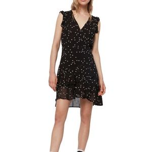 AllSaints Womens Black Lana Hearts Wrap Sleeveless Embroidered Dress